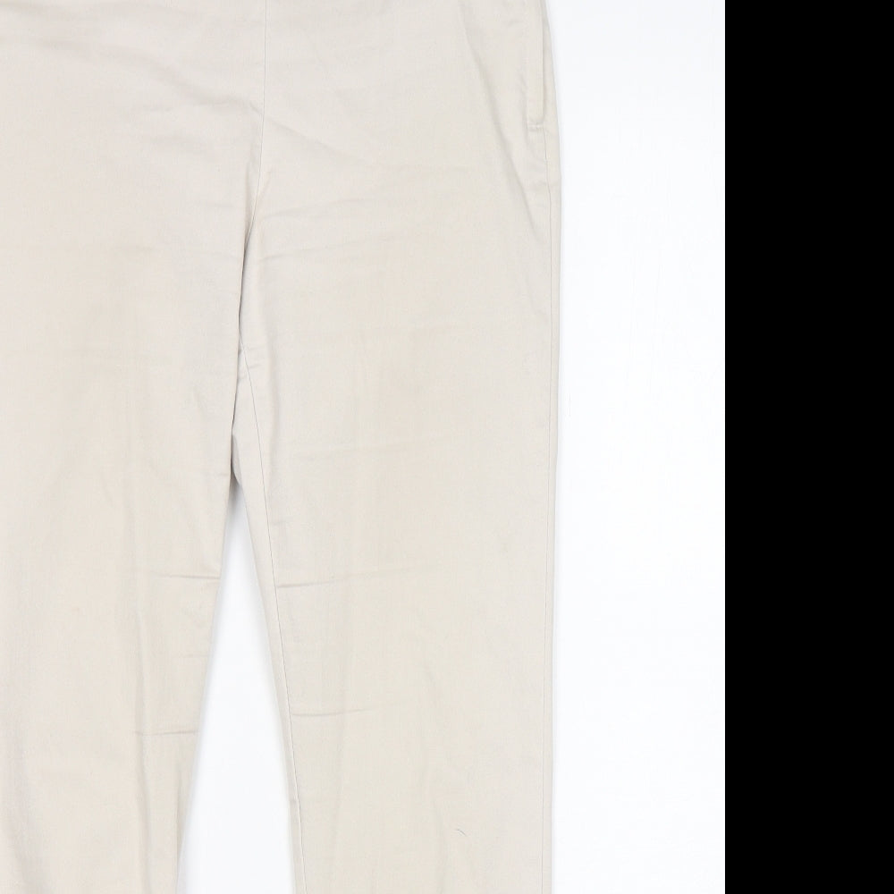 H&M Womens Beige  Cotton Trousers  Size 12 L27 in Regular