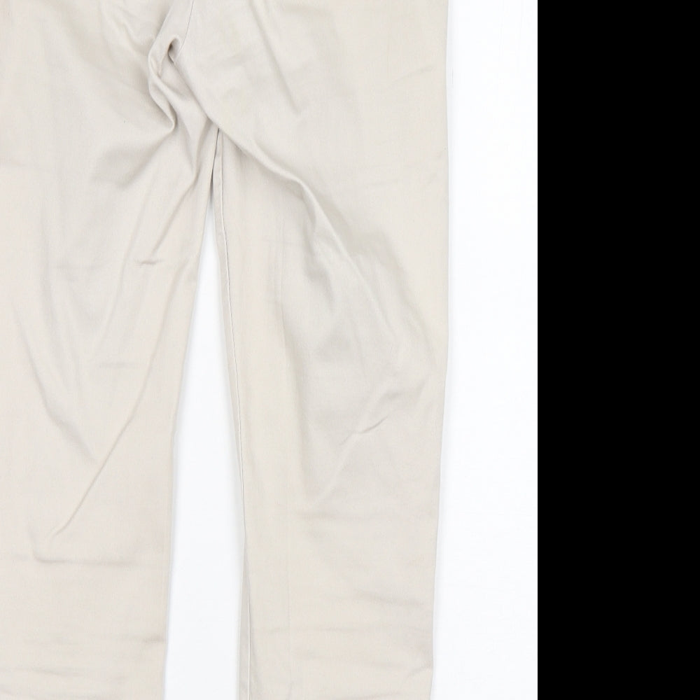 H&M Womens Beige  Cotton Trousers  Size 12 L27 in Regular