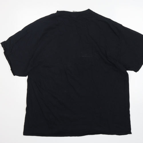 Gilden Mens Black  Cotton  T-Shirt Size 2XL Round Neck