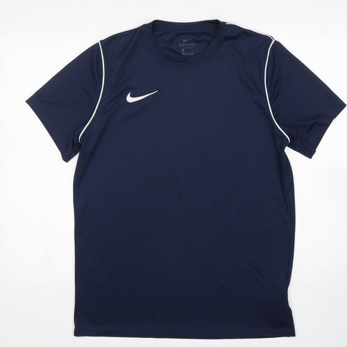 Nike  Mens Blue  Polyester Basic T-Shirt Size L Round Neck