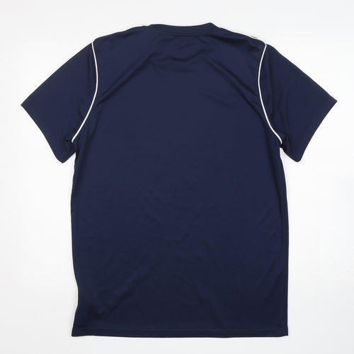 Nike  Mens Blue  Polyester Basic T-Shirt Size L Round Neck