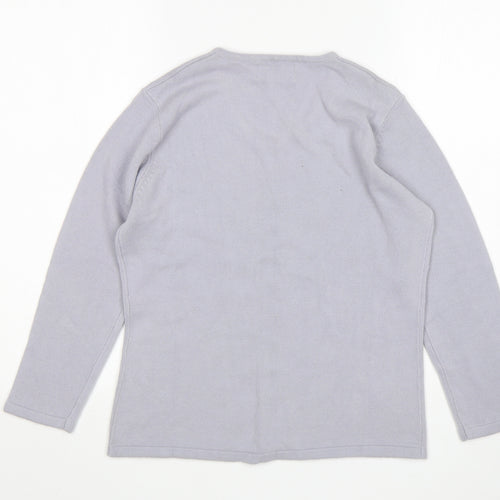 Classic Essentials Womens Grey Round Neck Floral Acrylic Cardigan Jumper Size 10