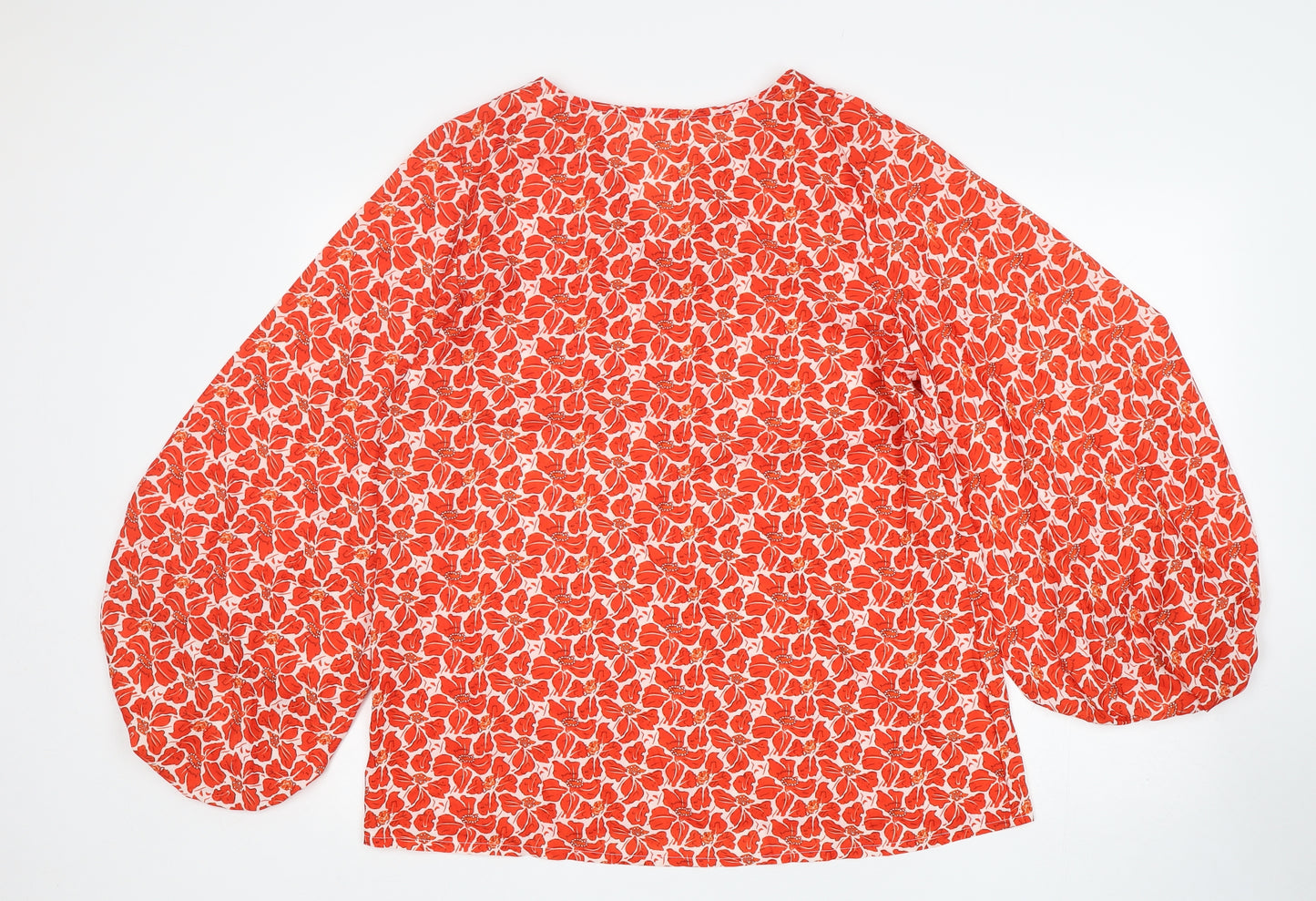 Preworn  Womens Multicoloured Floral Polyester Basic Blouse Size L V-Neck