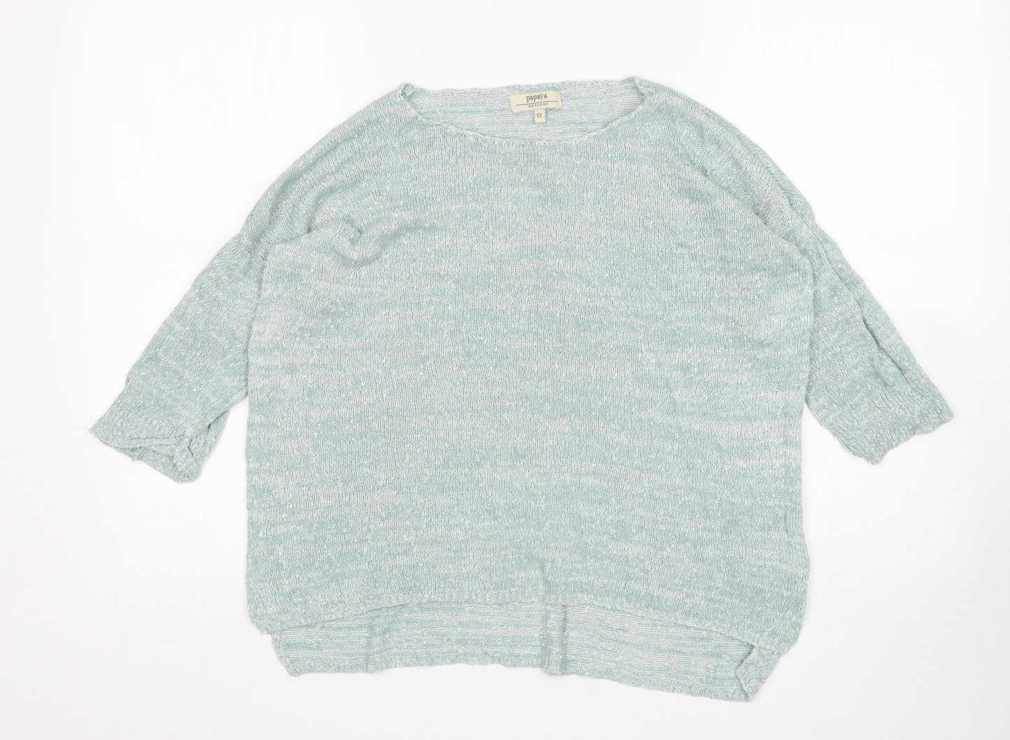 Papaya Womens Green Round Neck  Viscose Pullover Jumper Size 12