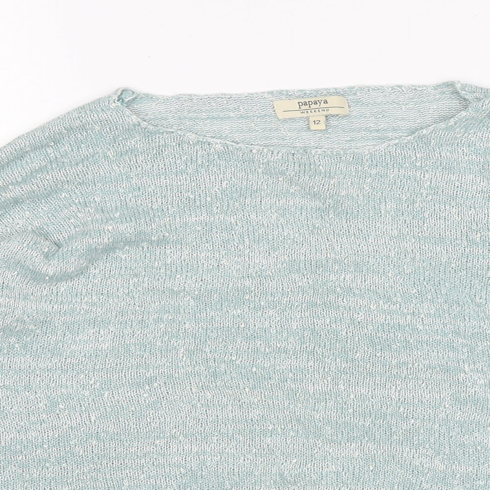 Papaya Womens Green Round Neck  Viscose Pullover Jumper Size 12