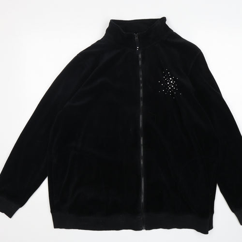 Evans  Womens Black  Cotton Full Zip Sweatshirt Size 22