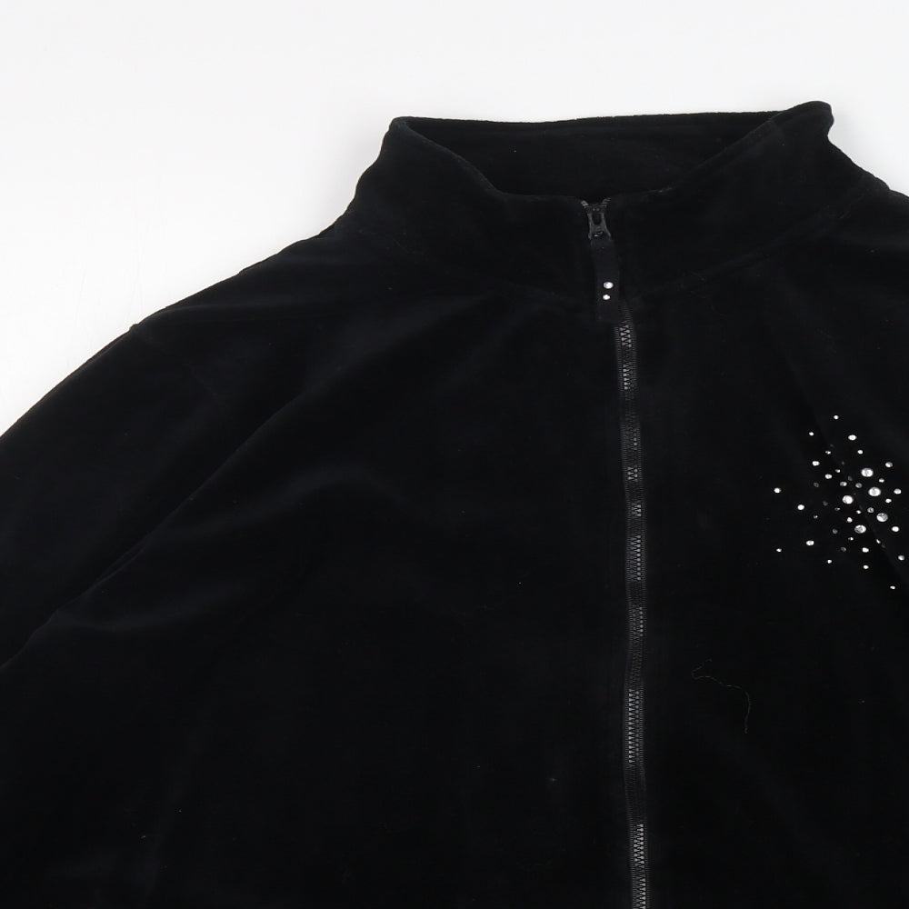 Evans  Womens Black  Cotton Full Zip Sweatshirt Size 22