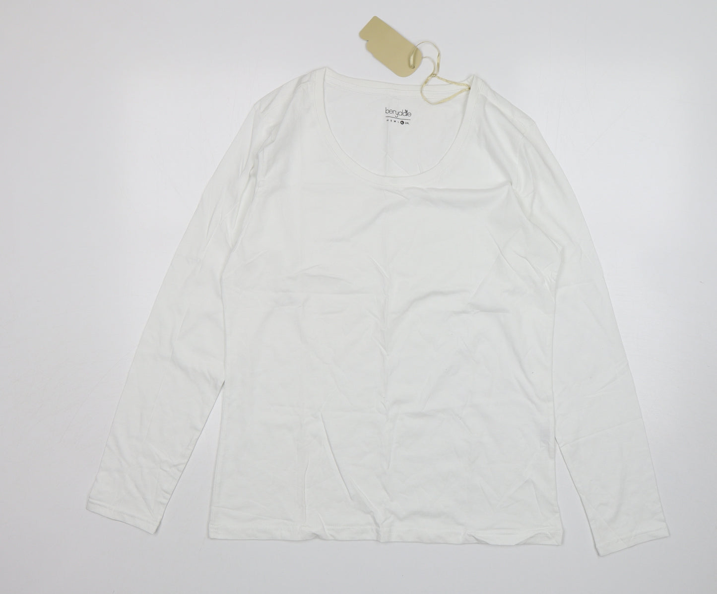 Berydale Womens White  Cotton Basic T-Shirt Size XL Scoop Neck