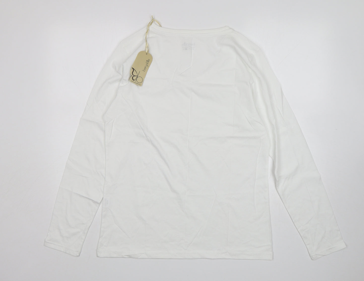 Berydale Womens White  Cotton Basic T-Shirt Size XL Scoop Neck