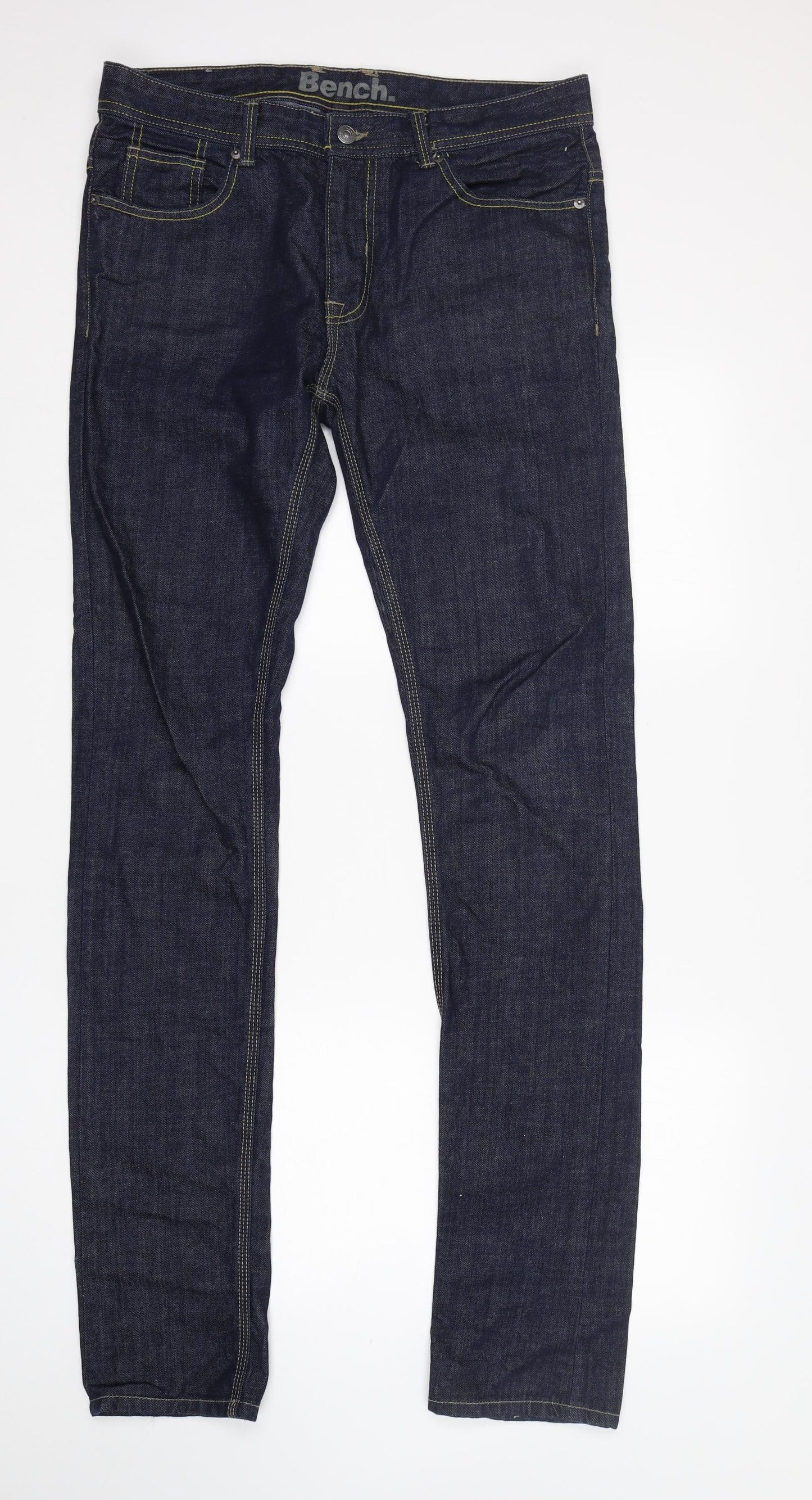Bench Mens Blue  Cotton Skinny Jeans Size 32 L34 in Regular
