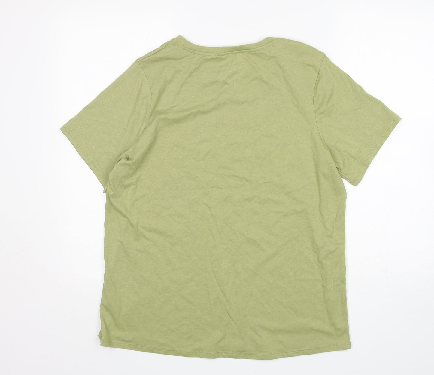 George Womens Green  Cotton Basic T-Shirt Size 18 Round Neck