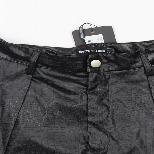 PRETTYLITTLETHING Womens Black  Polyurethane A-Line Skirt Size 12