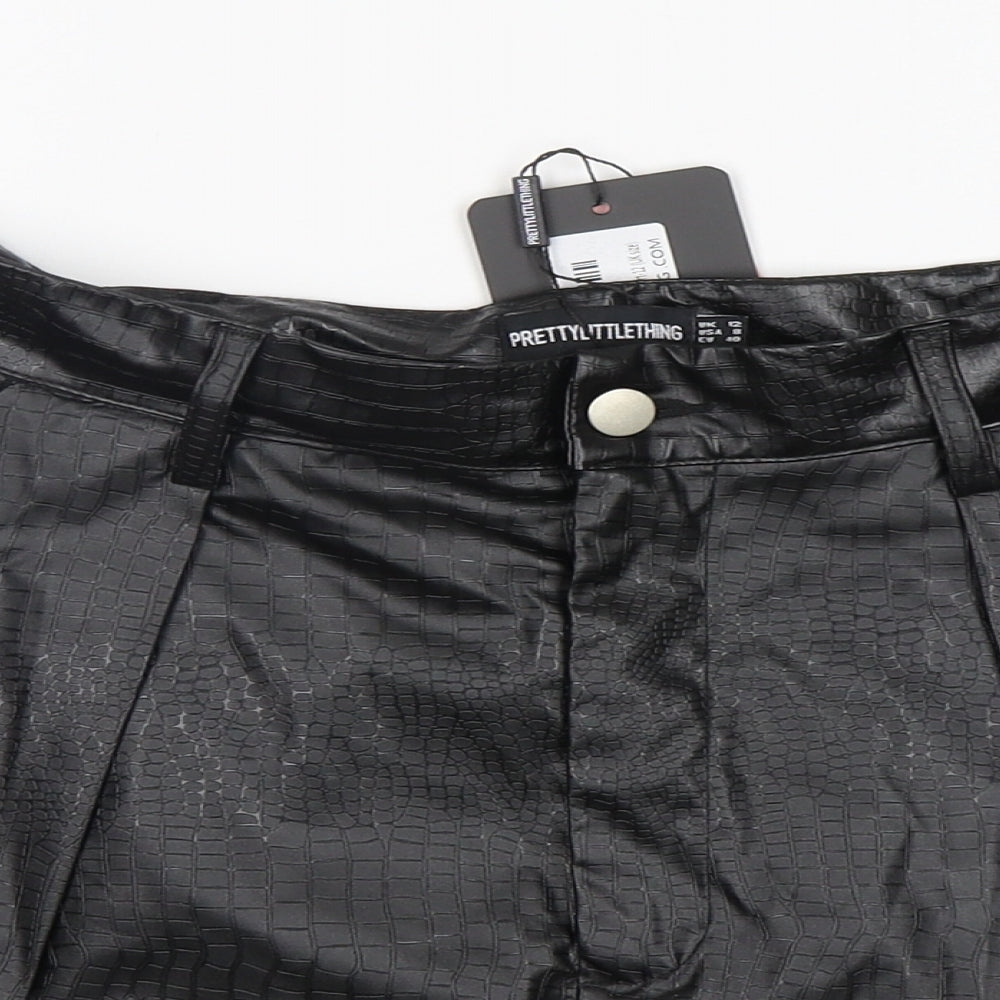 PRETTYLITTLETHING Womens Black  Polyurethane A-Line Skirt Size 12