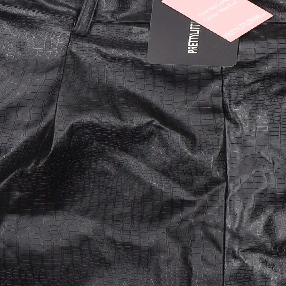 PRETTYLITTLETHING Womens Black  Polyurethane A-Line Skirt Size 12