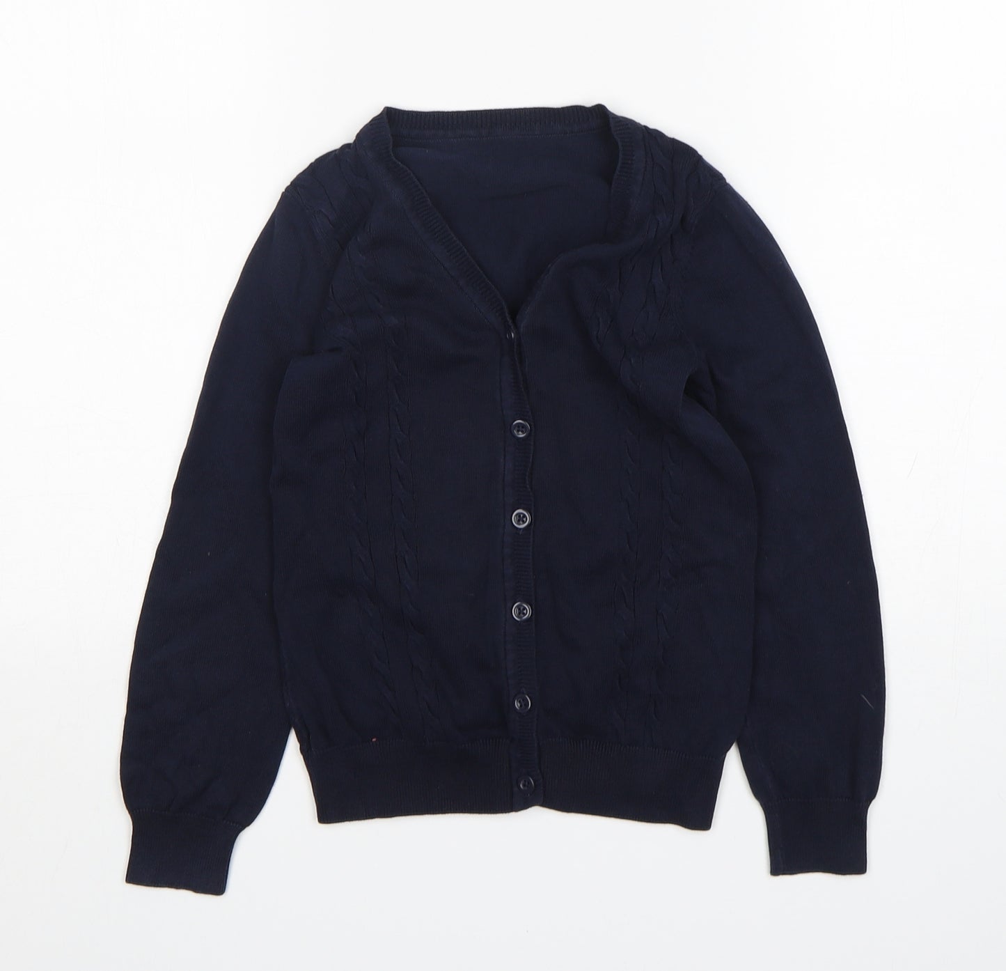 George Girls Blue V-Neck  Cotton Cardigan Jumper Size 8-9 Years