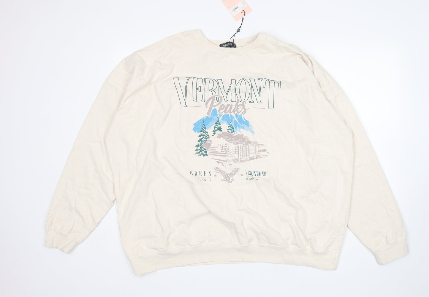 Missguided Womens Beige  Cotton Pullover Sweatshirt Size 16