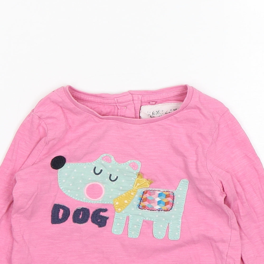 NEXT Girls Pink  Cotton Basic T-Shirt Size 2-3 Years Round Neck