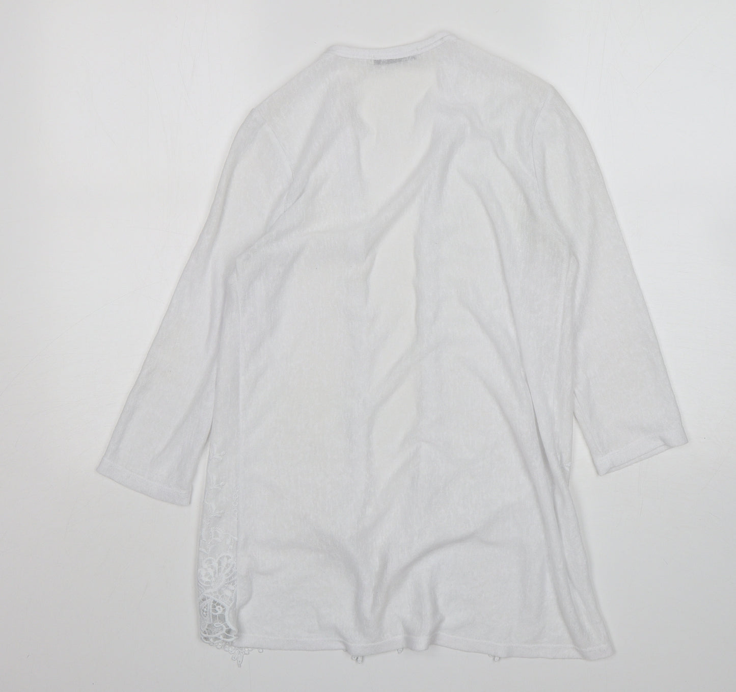 George Womens White V-Neck  Polyester Cardigan Jumper Size M