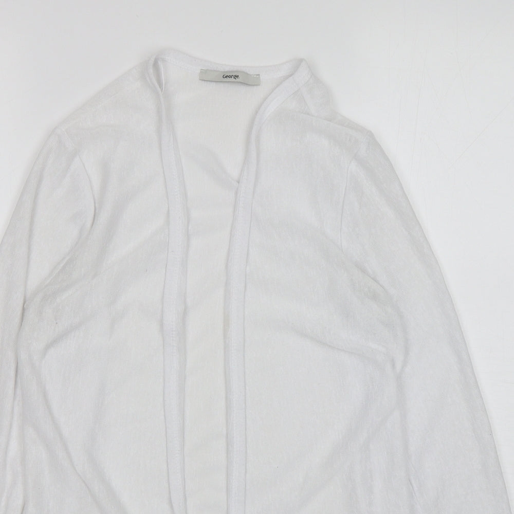 George Womens White V-Neck  Polyester Cardigan Jumper Size M