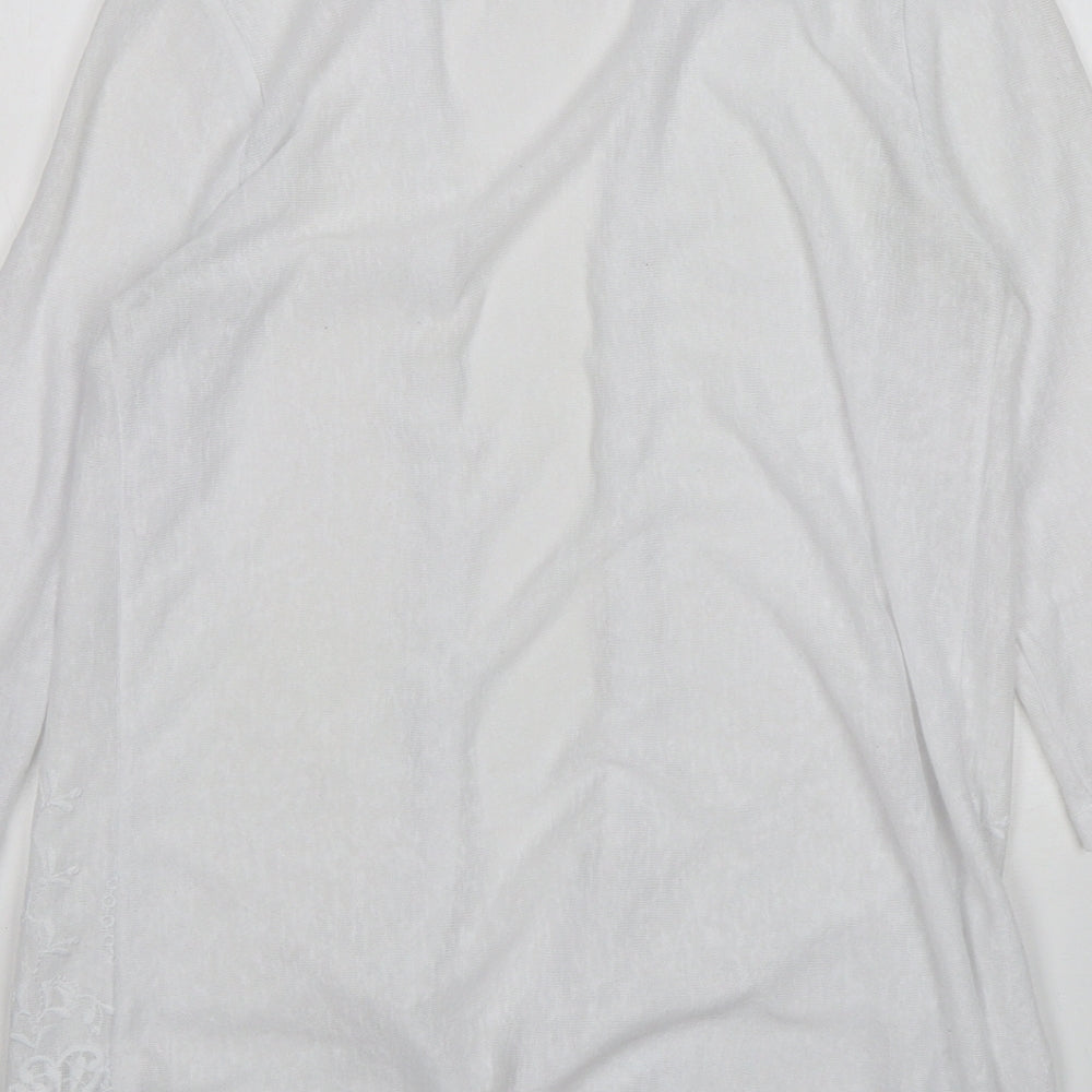 George Womens White V-Neck  Polyester Cardigan Jumper Size M