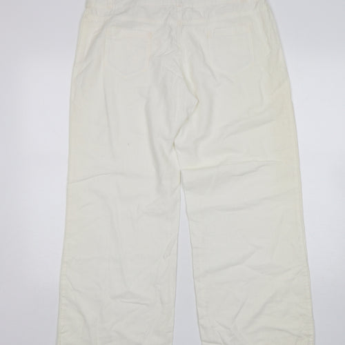 NEXT Womens Ivory  Linen Trousers  Size 14 L30 in Regular