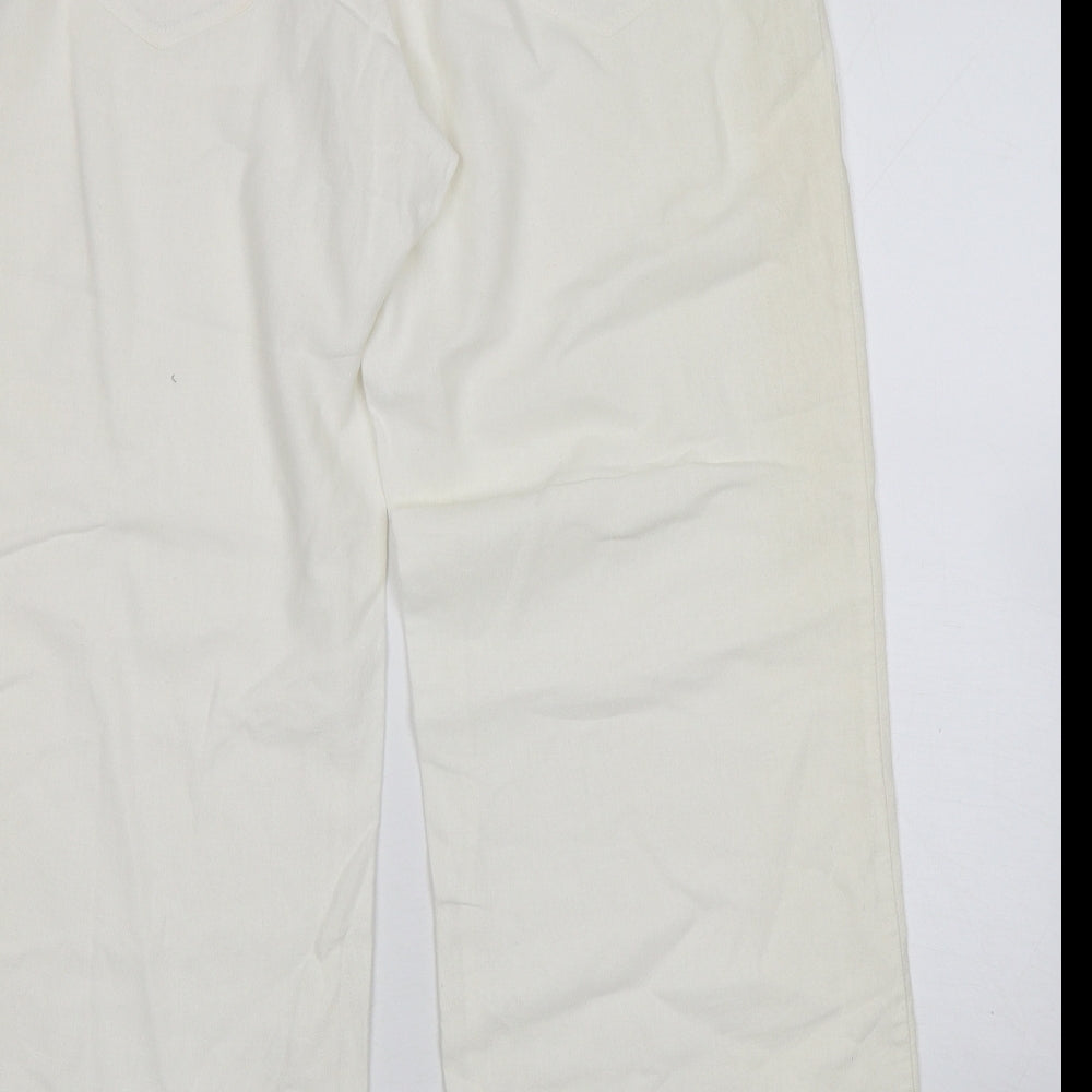 NEXT Womens Ivory  Linen Trousers  Size 14 L30 in Regular