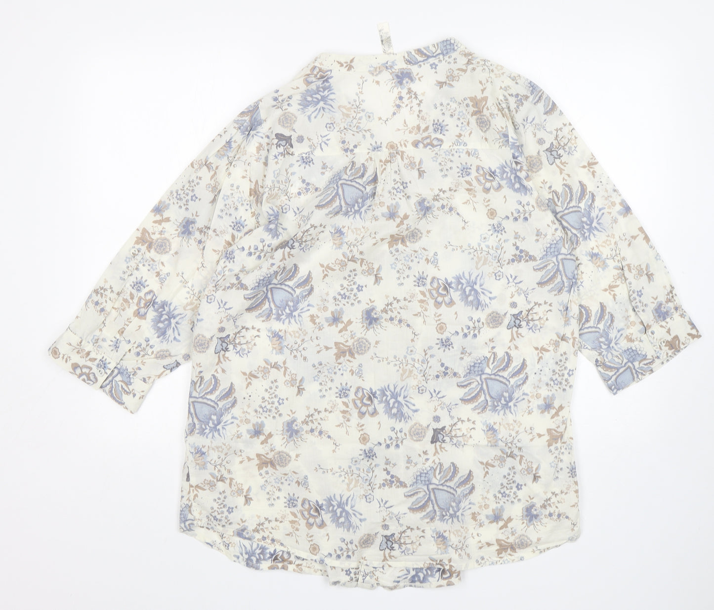 Preworn Womens Multicoloured Floral Cotton Basic Button-Up Size 18 V-Neck