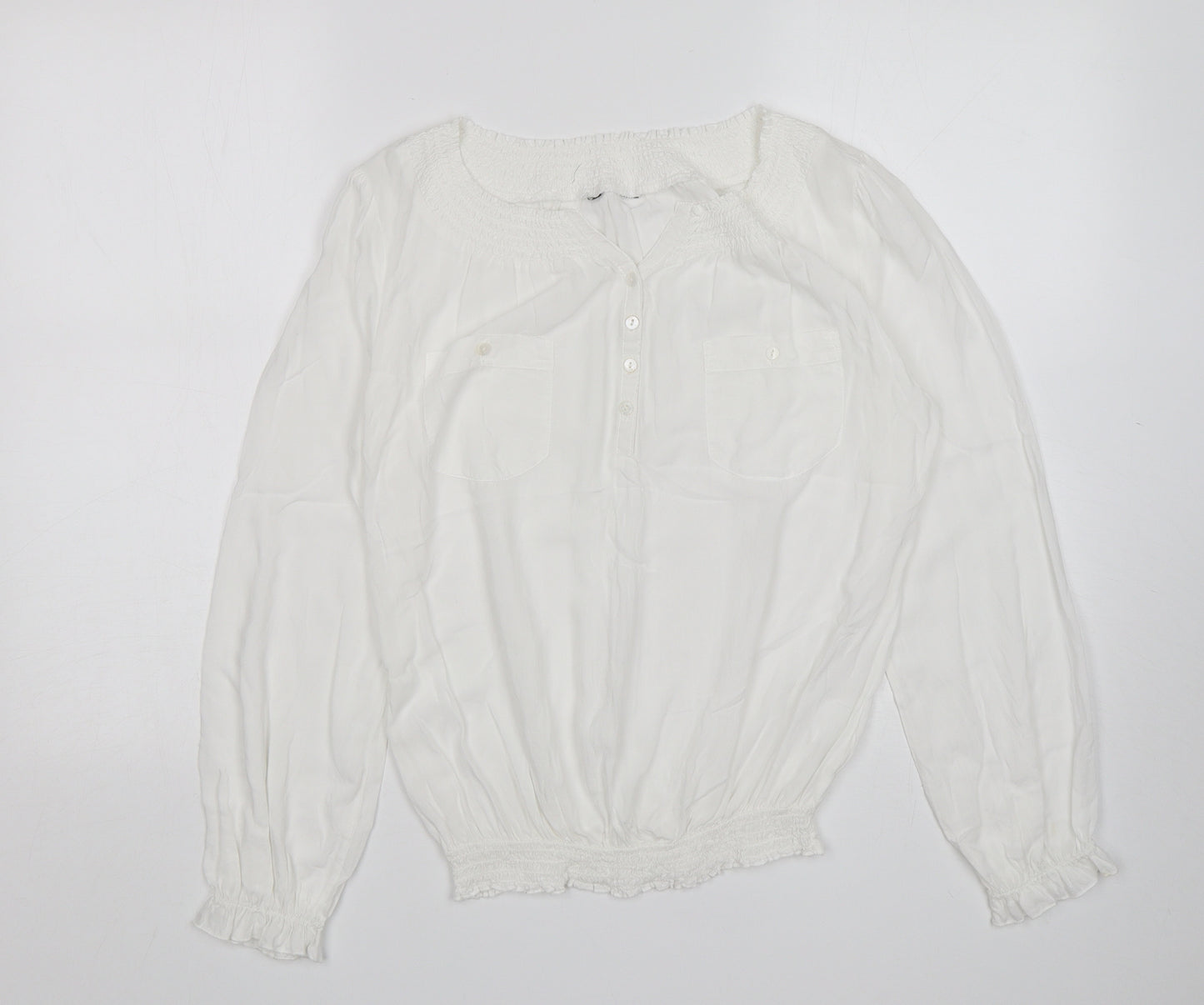 Papaya Womens White  Viscose Basic Blouse Size 10 V-Neck