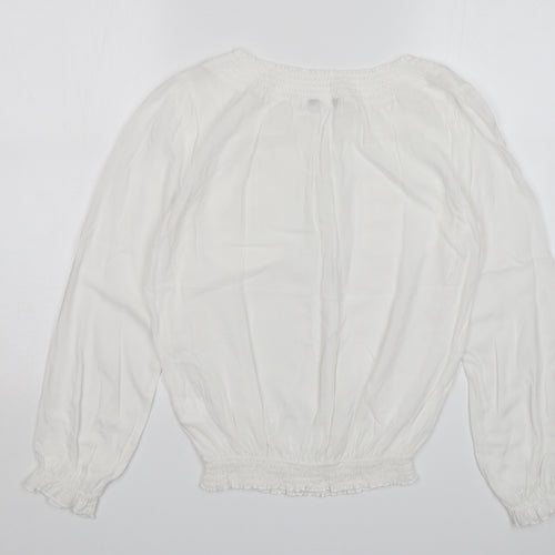 Papaya Womens White  Viscose Basic Blouse Size 10 V-Neck