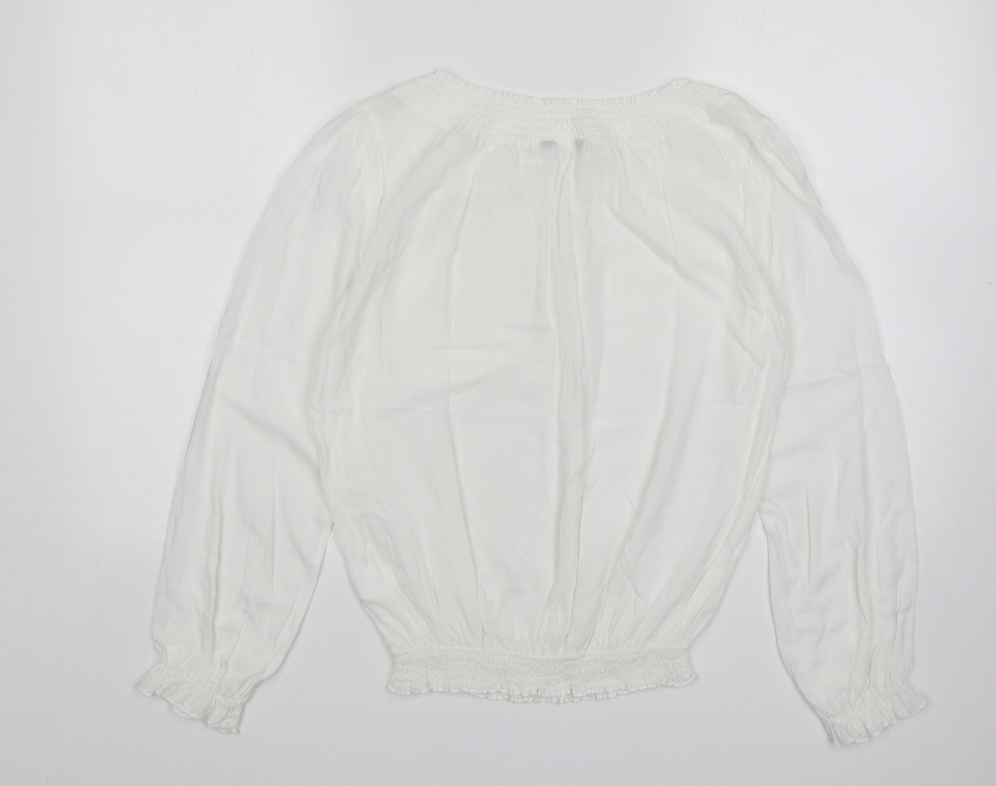 Papaya Womens White  Viscose Basic Blouse Size 10 V-Neck