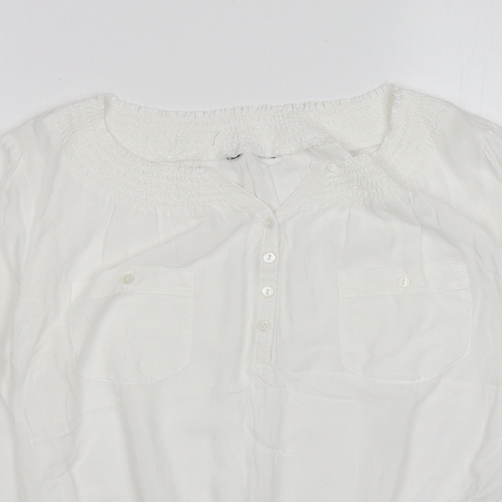 Papaya Womens White  Viscose Basic Blouse Size 10 V-Neck