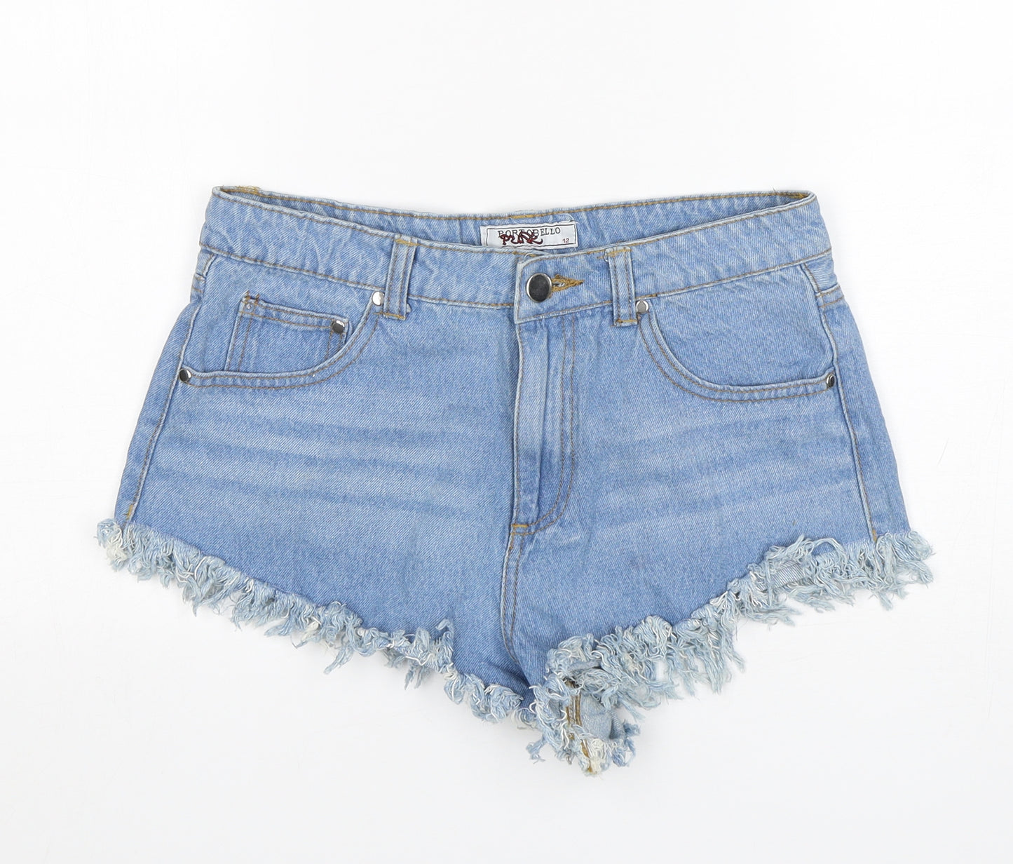 Portobello punk Womens Blue  Cotton Cut-Off Shorts Size 12 L3 in Regular