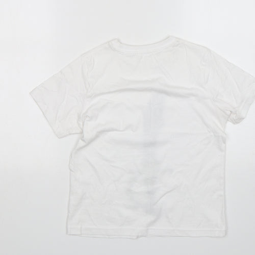 TU Boys White  Cotton Basic T-Shirt Size 8 Years Round Neck