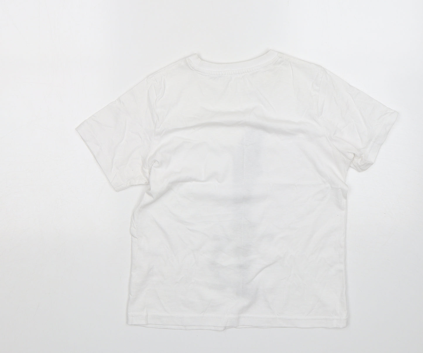 TU Boys White  Cotton Basic T-Shirt Size 8 Years Round Neck