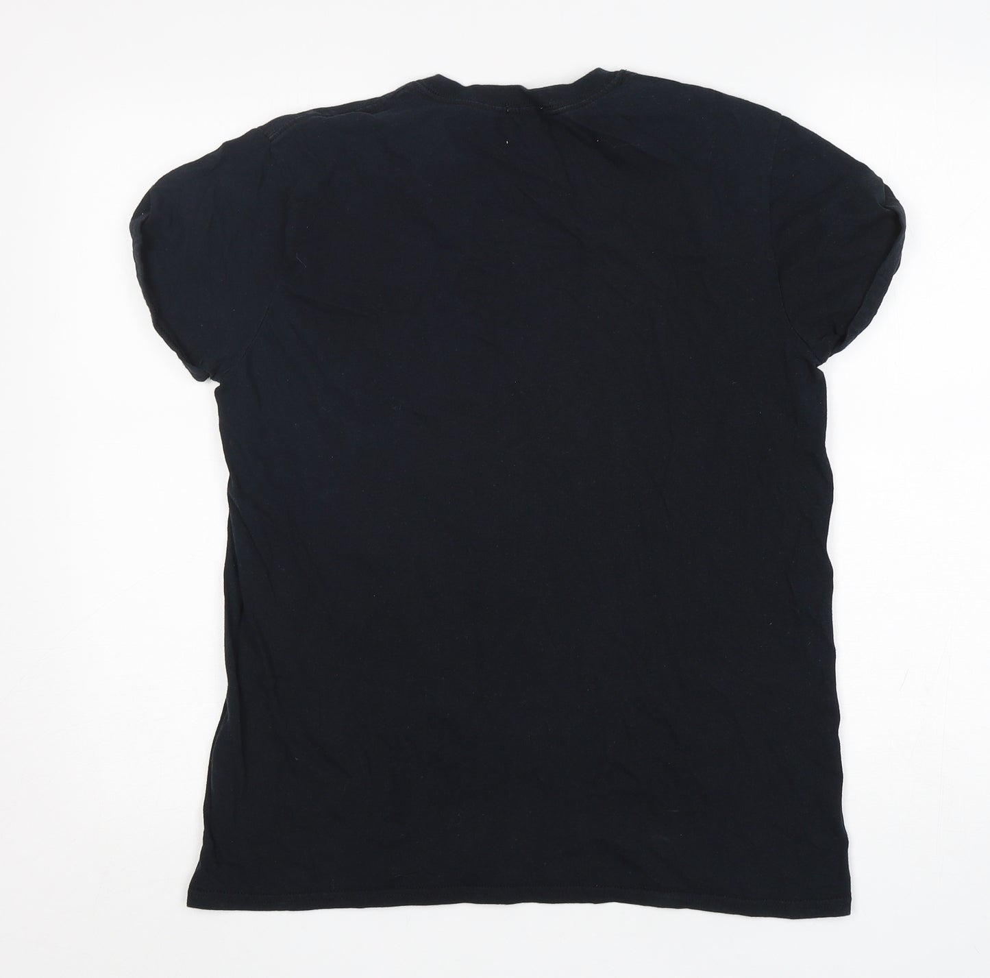 River Island  Womens Black Floral Cotton Basic T-Shirt Size 10 Round Neck