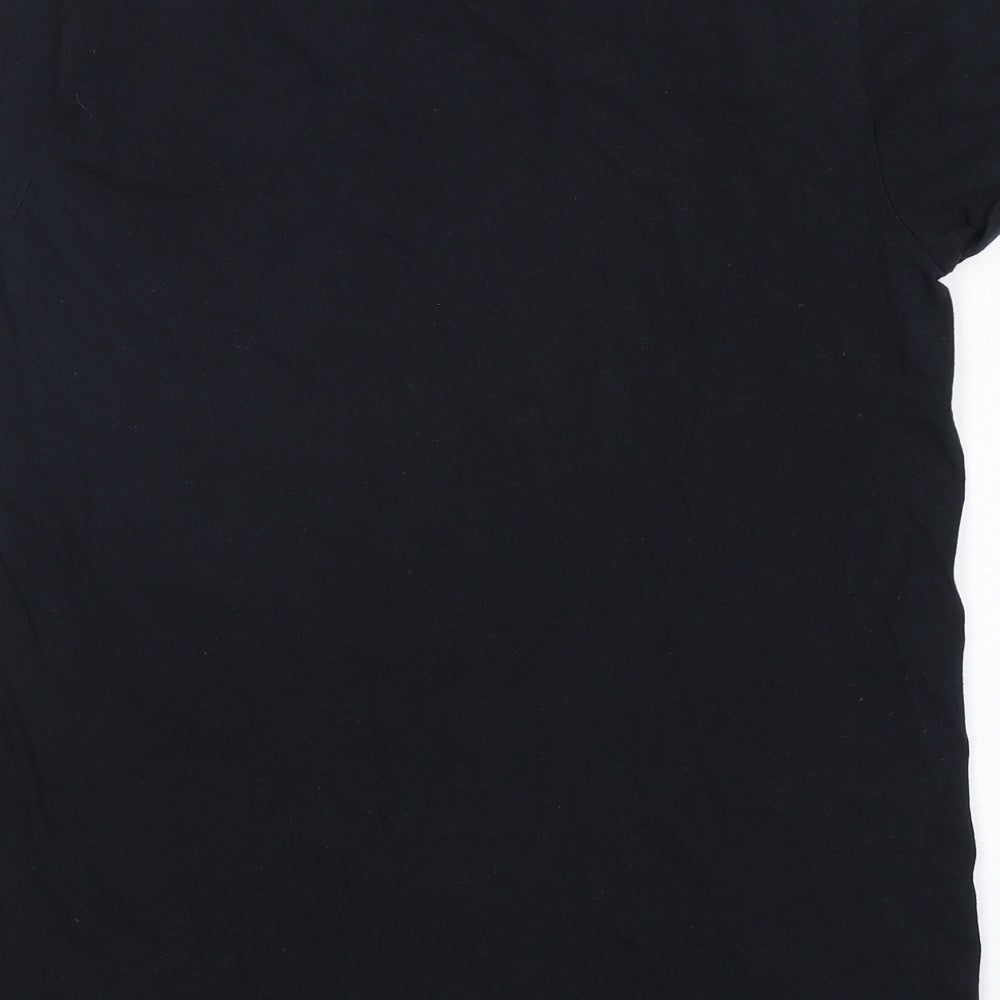 River Island  Womens Black Floral Cotton Basic T-Shirt Size 10 Round Neck