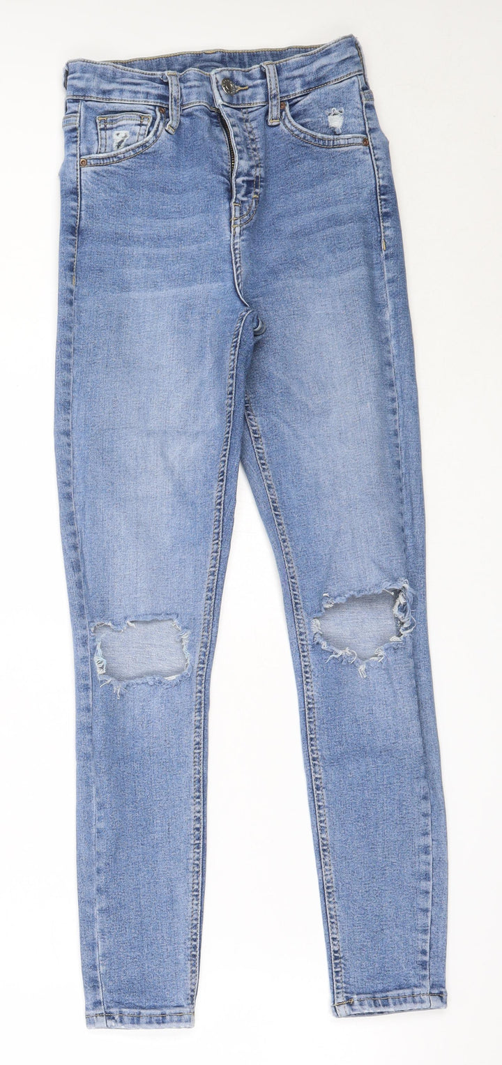 Topshop Womens Blue Cotton Skinny Jeans Size 25 in L25 in Regular