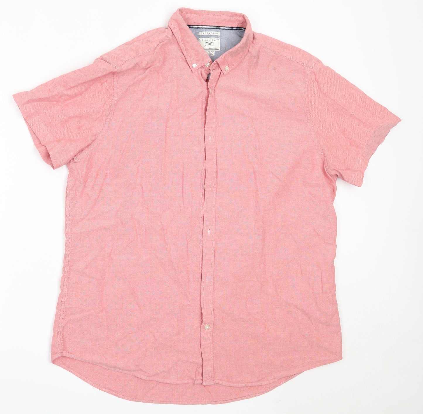 F&F Mens Red  Cotton  Button-Up Size XL Collared