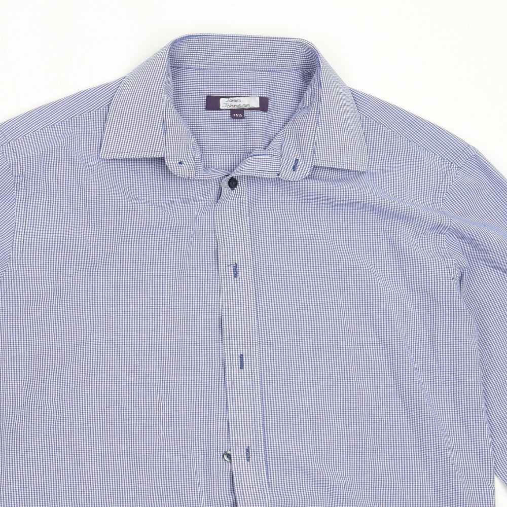 George Mens Blue  Polyester  Button-Up Size 15.5 Collared