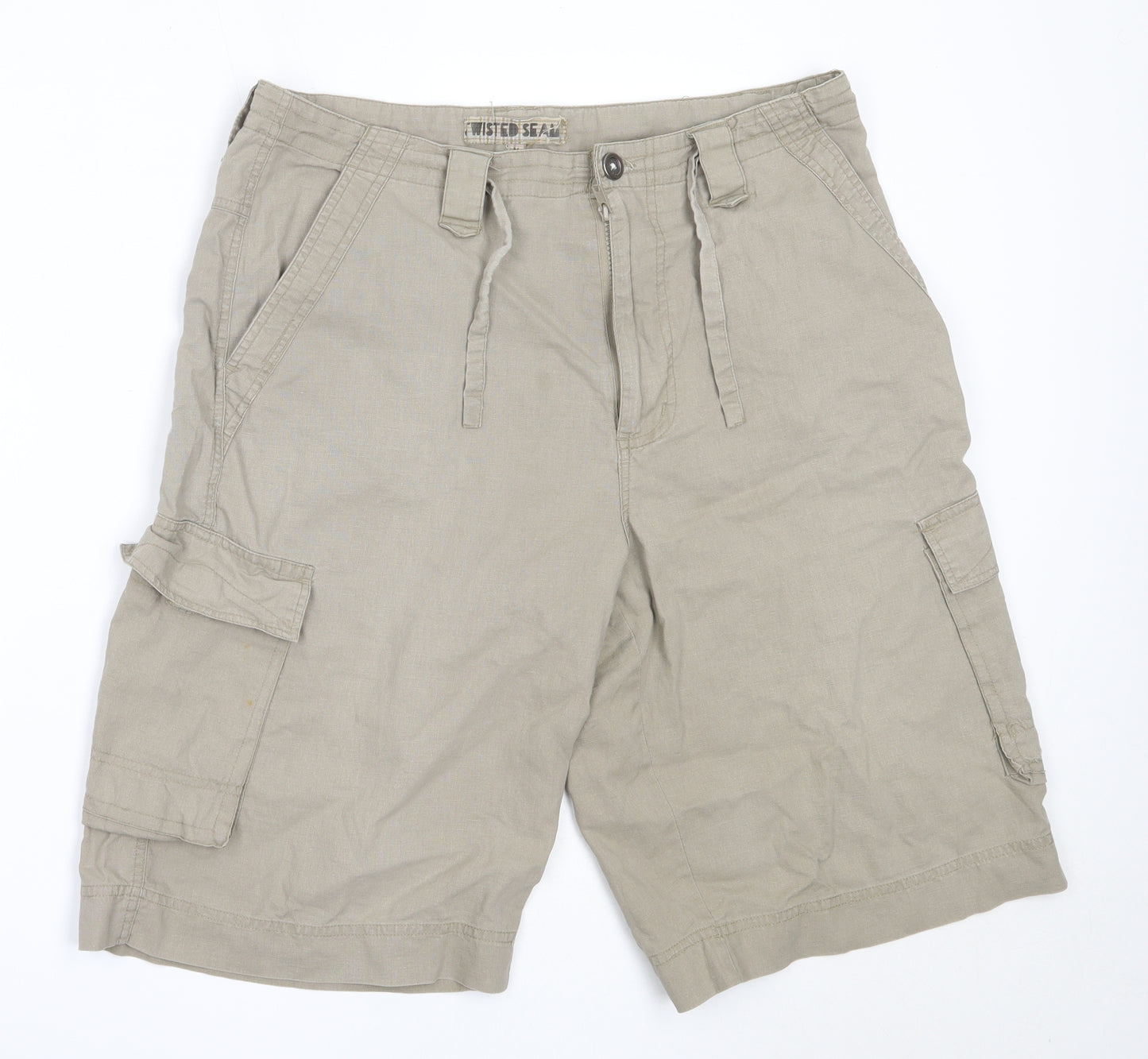 Preworn Mens Beige  Linen Cargo Shorts Size M  Regular