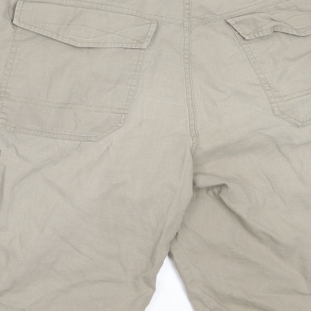 Preworn Mens Beige  Linen Cargo Shorts Size M  Regular