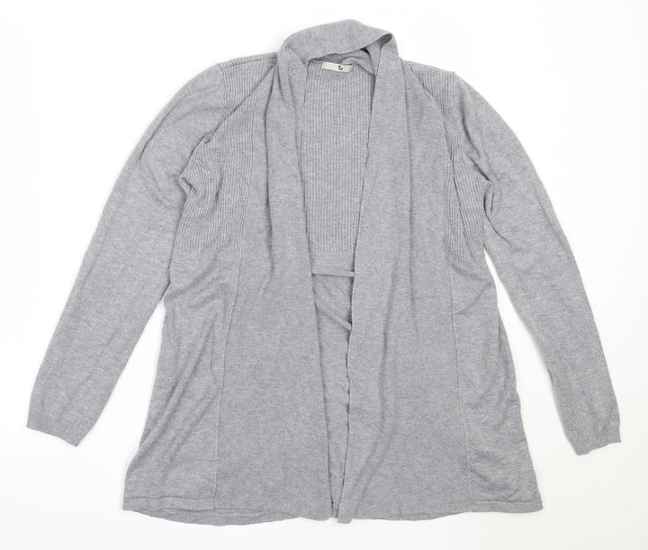 TU Womens Grey Round Neck Viscose Cardigan Jumper Size 10