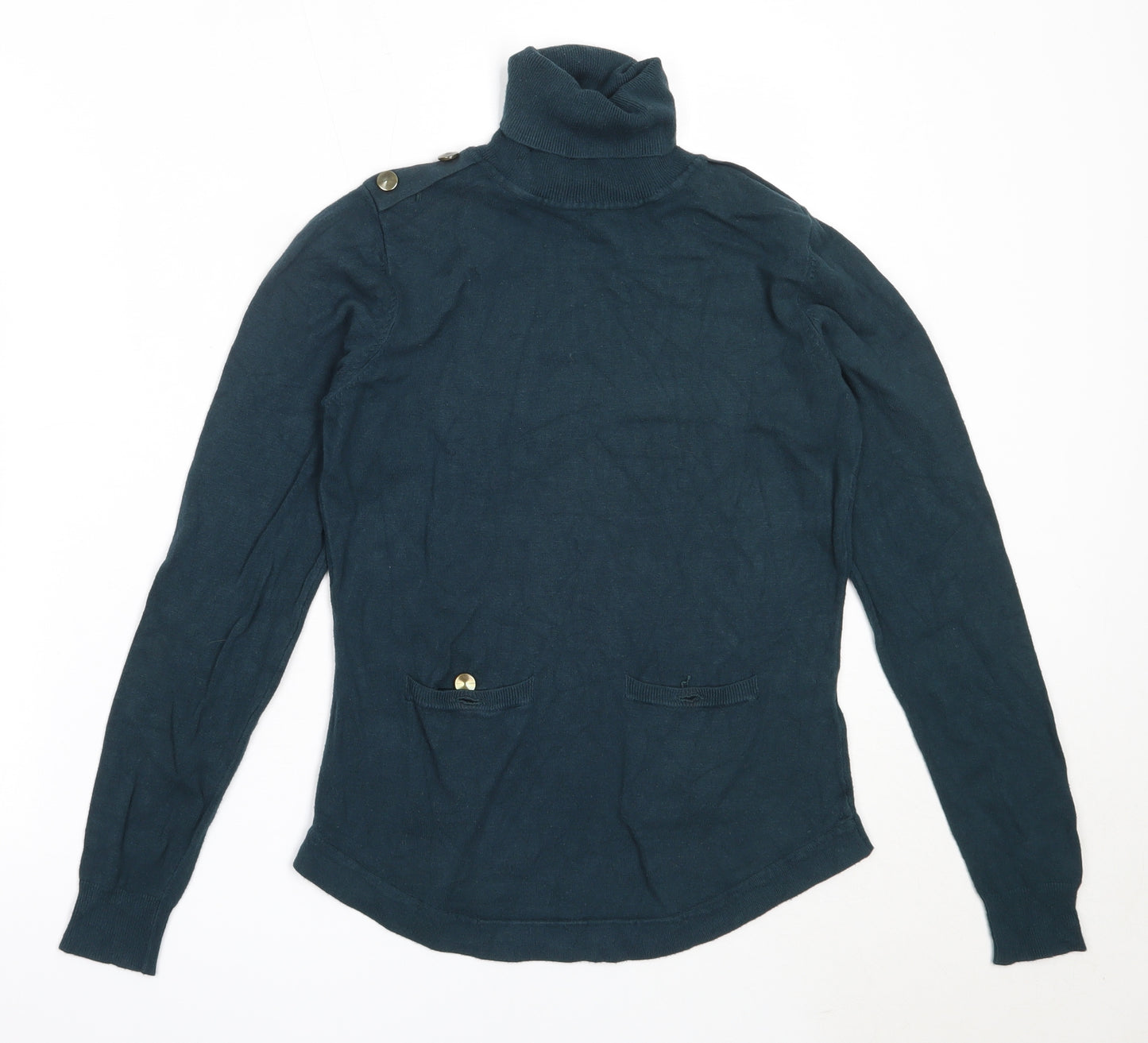 Warehouse Womens Green Roll Neck  Viscose Pullover Jumper Size 10