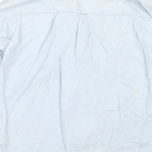 Zara Womens Blue  Lyocell Basic Button-Up Size XS Collared