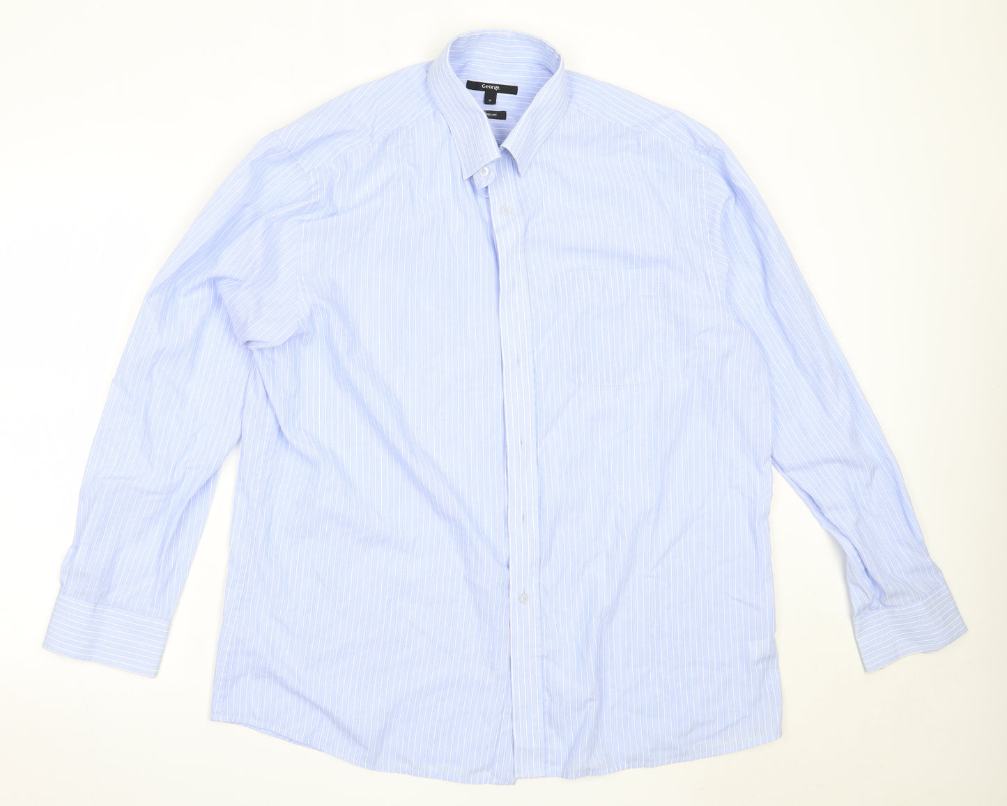 George Mens Blue  Polyester  Button-Up Size 17 Collared