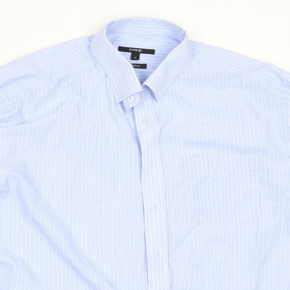 George Mens Blue  Polyester  Button-Up Size 17 Collared