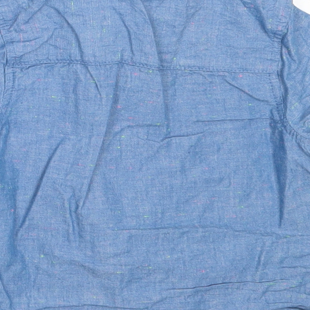 Primark Boys Blue  Cotton Basic Button-Up Size 9-12 Months Round Neck