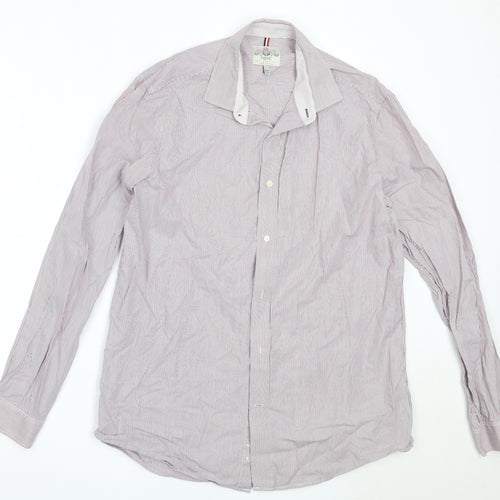 NEXT Mens Red Striped Cotton  Button-Up Size 15.5 Collared