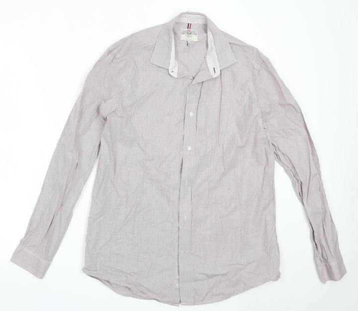 NEXT Mens Red Striped Cotton  Button-Up Size 15.5 Collared