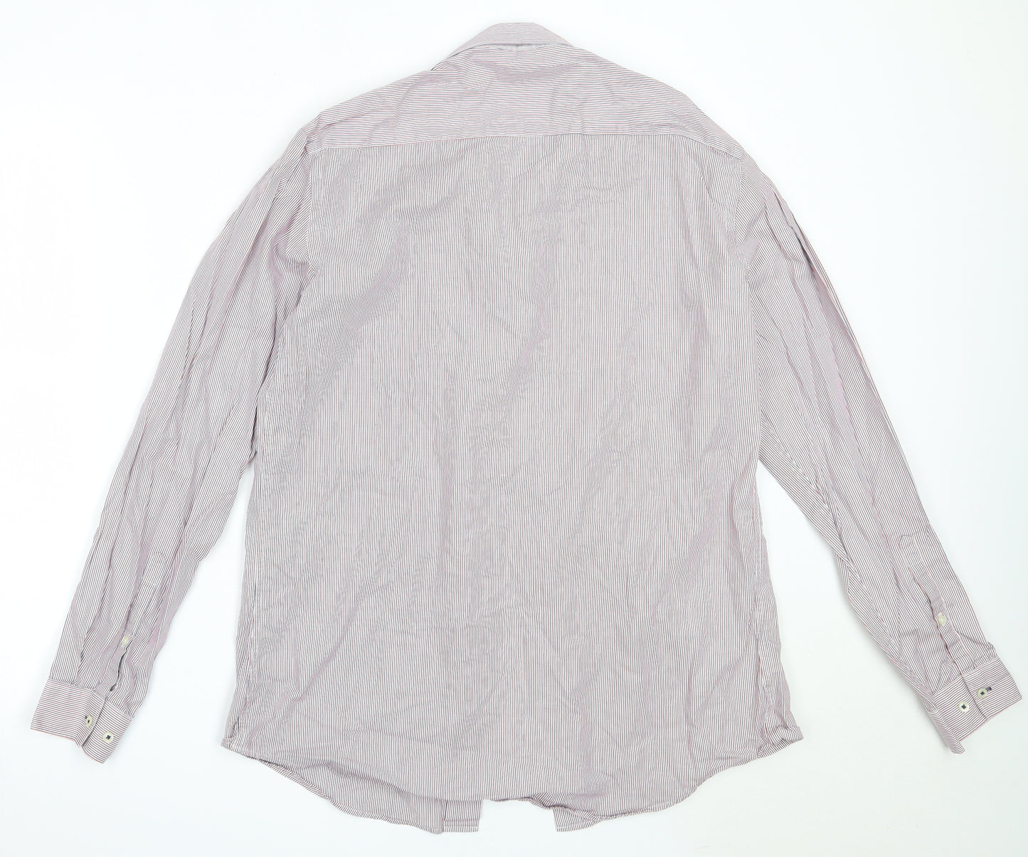 NEXT Mens Red Striped Cotton  Button-Up Size 15.5 Collared